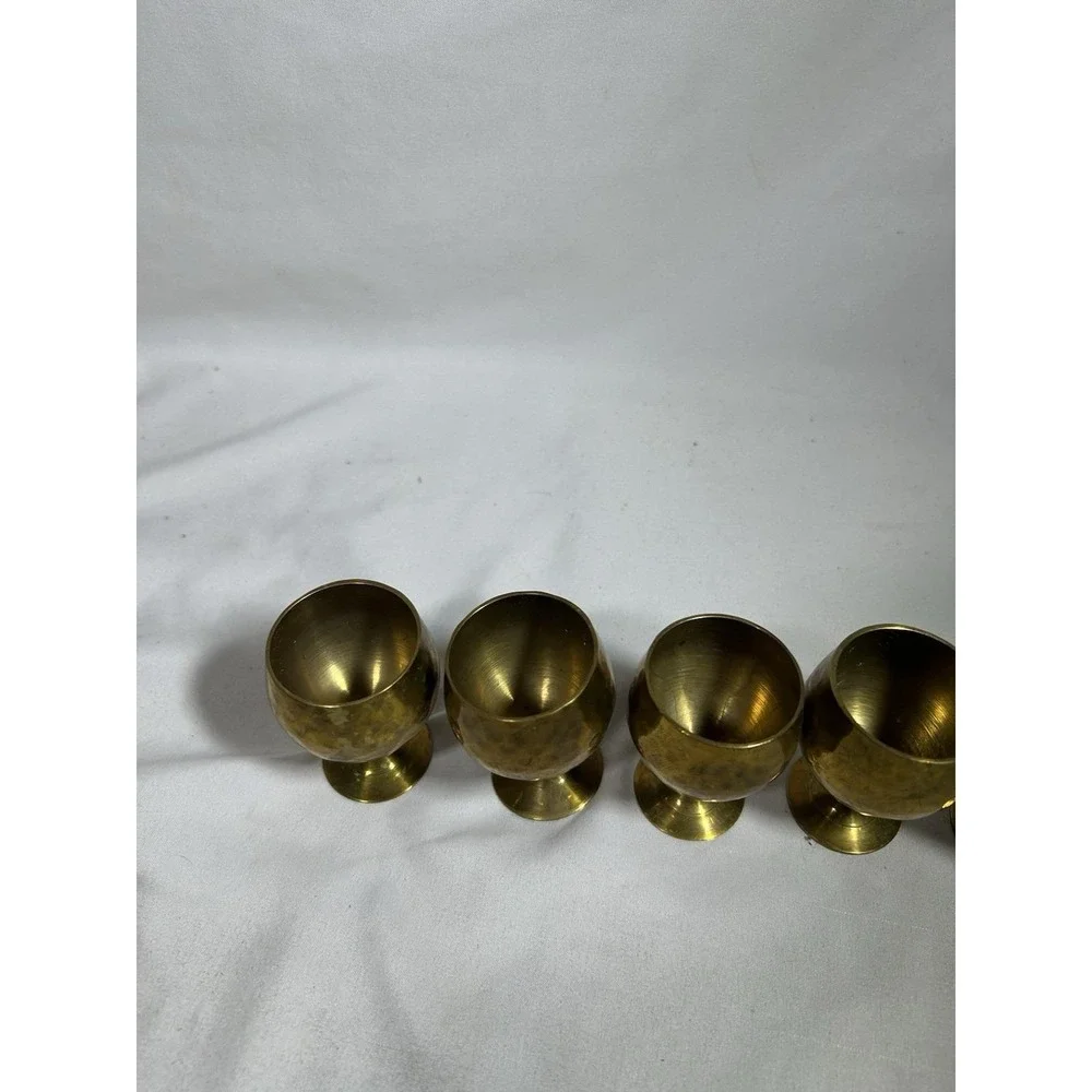 Vintage Brass Cordial Shot Glasses Goblets Cups Stems  2.5